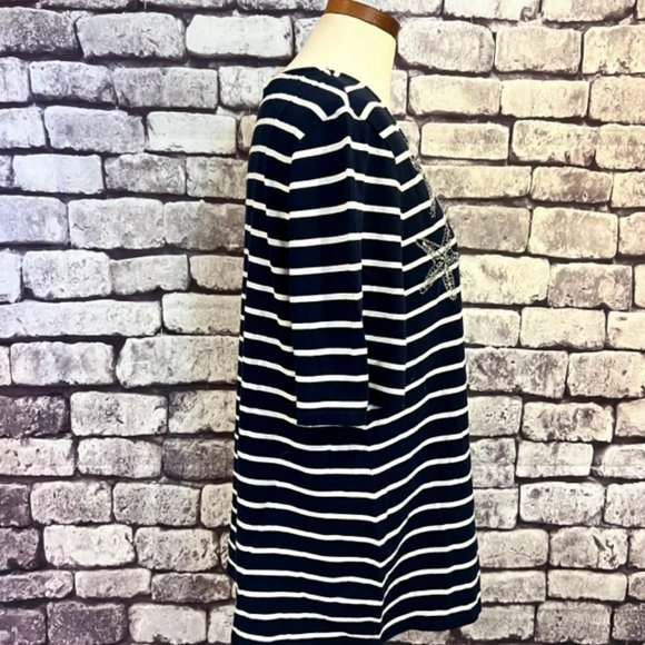 Chico's Navy, White & Silver Short Sleeve Top Size XL - Picture 7 of 8